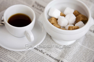 素材 角砂糖とコーヒー