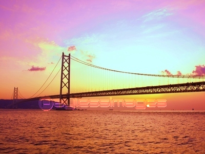 素材 明石海峡大橋夕景