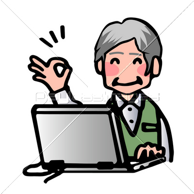素材 人物PCシニア、OK