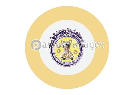 素材 カスタードフレーバー円形ビンテージラベルデザイン